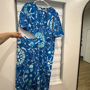 Vibrant Blue Floral Dress